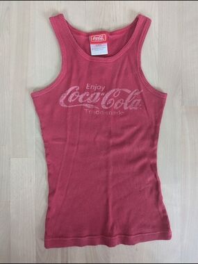 Coca Cola Women's Ribbed Tank Top in Raspberry Red